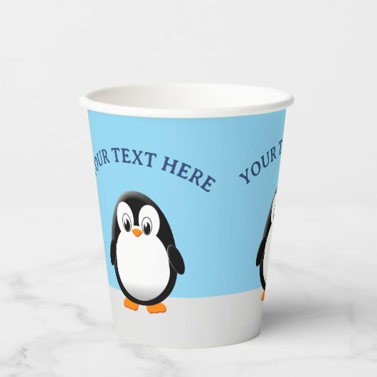 Schattigee Fat Penguin Tekening Papieren Bekers (Voorkant)
