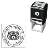 Schattigee Fat Raccoon Face Library Boeknaam Zelfinktende Stempel (In situ)