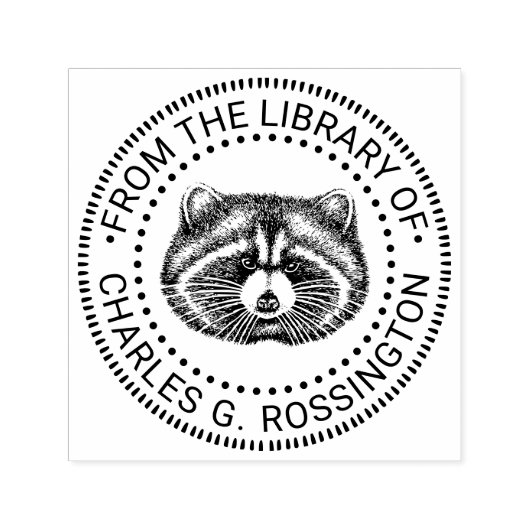 Schattigee Fat Raccoon Face Library Boeknaam Zelfinktende Stempel (Design)