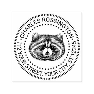 Schattigee Fat Raccoon Face Naam Retouradres Zelfinktende Stempel