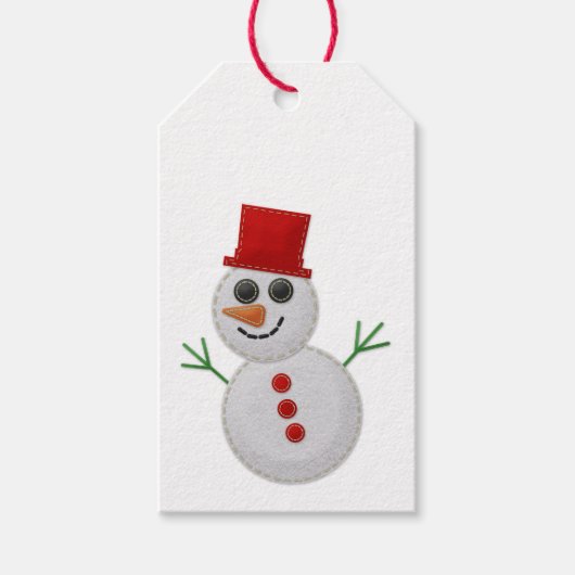 Schattigee Faux Felt Sneeuwman Cadeaulabel (Voorkant)