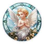 Schattigee faux gebrandschilderd glas Angel Religi Keramische Knop (Voorkant)