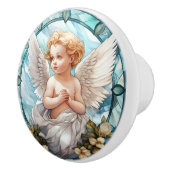 Schattigee faux gebrandschilderd glas Angel Religi Keramische Knop (Rechts)