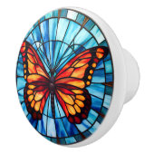 Schattigee faux gebrandschilderde glasvlinder keramische knop (Rechts)