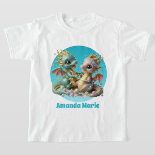 Schattigee faux glitter draken voeg naam meisjes t-shirt