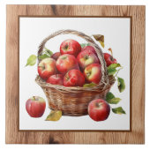Schattigee faux houten mand appels keuken tegeltje (Voorkant)