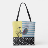 Schattigee faux patchwork sterren strepen vogel en tote bag (Achterkant)