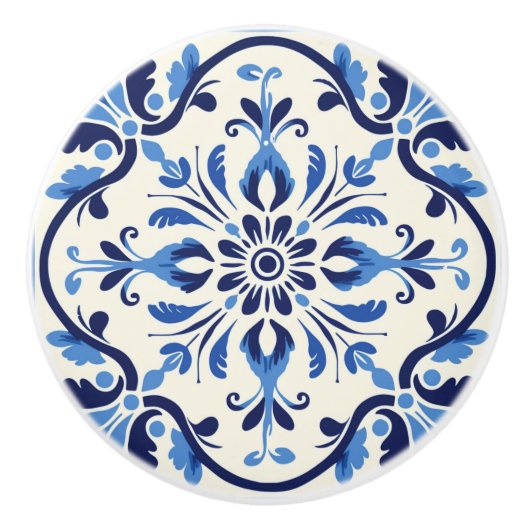 Schattigee faux tegel Portugees Keramische Knop (Voorkant)