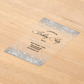 Schattigee faux zilveren glitter monogram verjaard acryl uitnodigingen (Laagn)