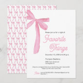 Schattigee Favoriete dingen Party Pink Bow Kaart (Voorkant / Achterkant)