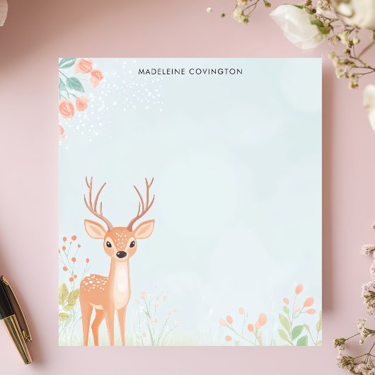 Schattigee Fawn Deer Woodland gepersonaliseerde na Notitieblok