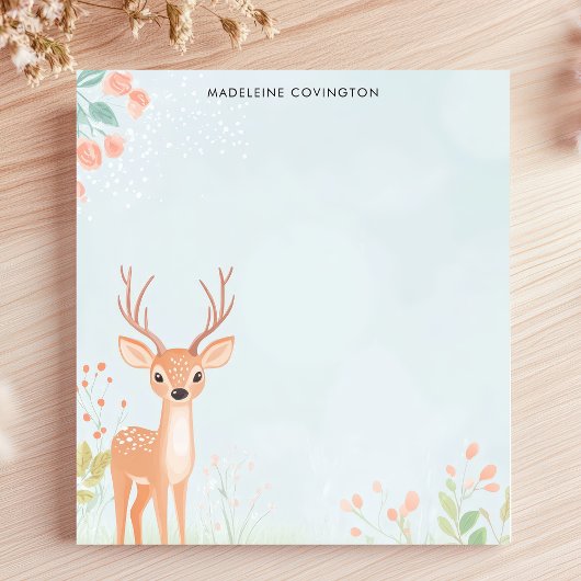 Schattigee Fawn Deer Woodland gepersonaliseerde na Notitieblok