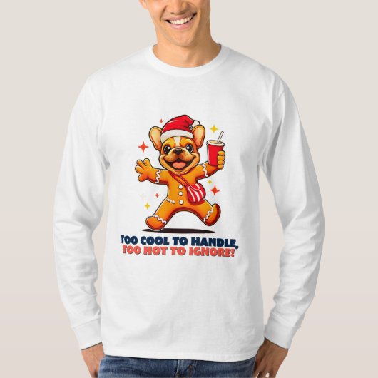 Schattigee Fawn Franse Bulldog Puppy Kerstkoekje T-shirt (Voorkant)