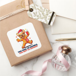 Schattigee Fawn Franse Bulldog Puppy Kerstkoekje Vierkante Sticker