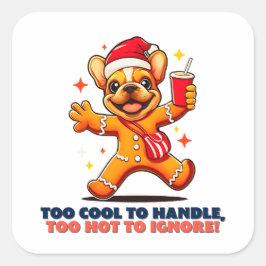 Schattigee Fawn Franse Bulldog Puppy Kerstkoekje Vierkante Sticker