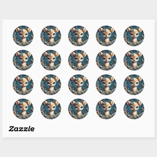 Schattigee fawn illustratie ronde sticker (Vel)