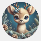 Schattigee fawn illustratie ronde sticker (Voorkant)