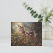 Schattigee fawn in het bos briefkaart (Staand voorkant)