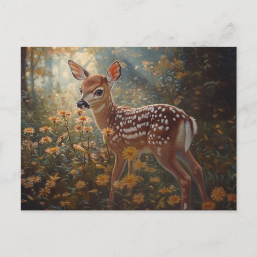 Schattigee fawn in het bos briefkaart (Voorkant)