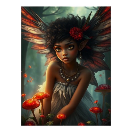 Schattigee Feathered Fairy Art Perfect Poster (Voorkant)