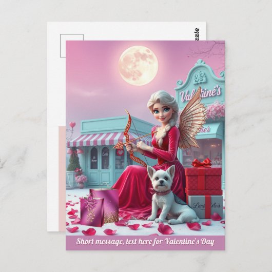 Schattigee fee als Cupid Sunset hond geschenkdozen Briefkaart (Voorkant / Achterkant)