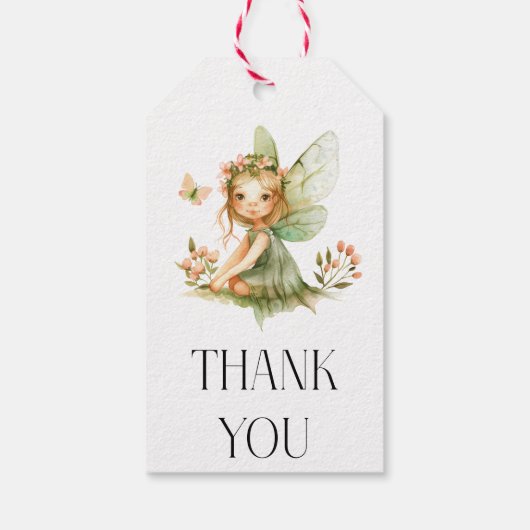 Schattigee fee eerste verjaardag cadeaulabel (Achterkant)