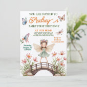 Schattigee fee eerste verjaardag kaart (Staand voorkant)