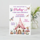 Schattigee fee eerste verjaardag kaart (Staand voorkant)