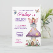 Schattigee fee eerste verjaardag kaart (Staand voorkant)