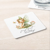 Schattigee fee eerste verjaardag kartonnen onderzetters (Schuin)