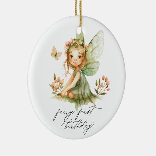 Schattigee fee eerste verjaardag keramisch ornament (Rechts)