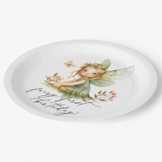 Schattigee fee eerste verjaardag papieren bordje (Gekanteld)