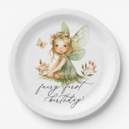 Schattigee fee eerste verjaardag papieren bordje