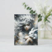 Schattigee fee en haar Schattige konijn Briefkaart (Staand voorkant)