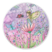 Schattigee fee en vlinder illustratie keramische knop (Voorkant)