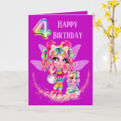 Schattigee fee Forth Verjaardag Rainbow Anime Magi Kaart (Gele Bloem)