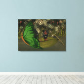 Schattigee fee in boot met vuurvliegjes canvas afdruk (Insitu (Houten vloer))