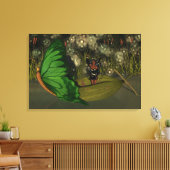 Schattigee fee in boot met vuurvliegjes canvas afdruk (Insitu (Woonkamer))