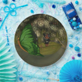 Schattigee fee in boot met vuurvliegjes papieren bordje (Feest)