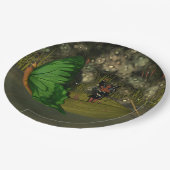 Schattigee fee in boot met vuurvliegjes papieren bordje (Gekanteld)