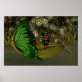 Schattigee fee in boot met vuurvliegjes poster (Voorkant)