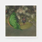 Schattigee fee in boot met vuurvliegjes servet (Voorkant)