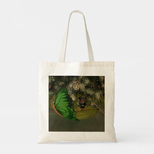 Schattigee fee in boot met vuurvliegjes tote bag (Achterkant)