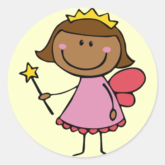 Schattigee fee in een roze jurk ronde sticker (Voorkant)