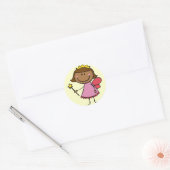 Schattigee fee in een roze jurk ronde sticker (Envelop)