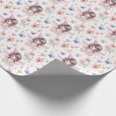 Schattigee fee in Verjaardag Pet, Bloemen, Vlinder Cadeaupapier (Hoek)