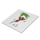 Schattigee fee met bruine vleugels keramische Tege Tegeltje (Zijkant)