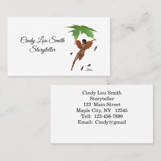 Schattigee fee met bruine vleugels Visitekaartje (Voorkant / Achterkant)