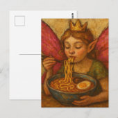 Schattigee fee met roze vleugels Eten Ramen Briefkaart (Voorkant / Achterkant)
