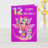 Schattigee fee twaalfde verjaardag regenboog anime kaart (Gele Bloem)